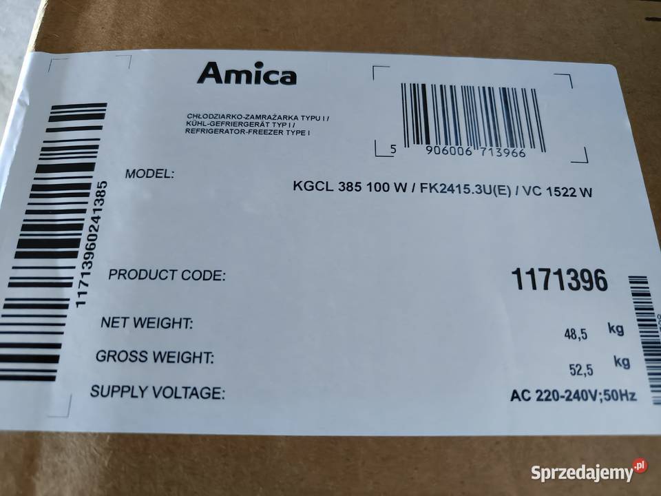 Lodówka Amica model KGCL 385 Częstochowa