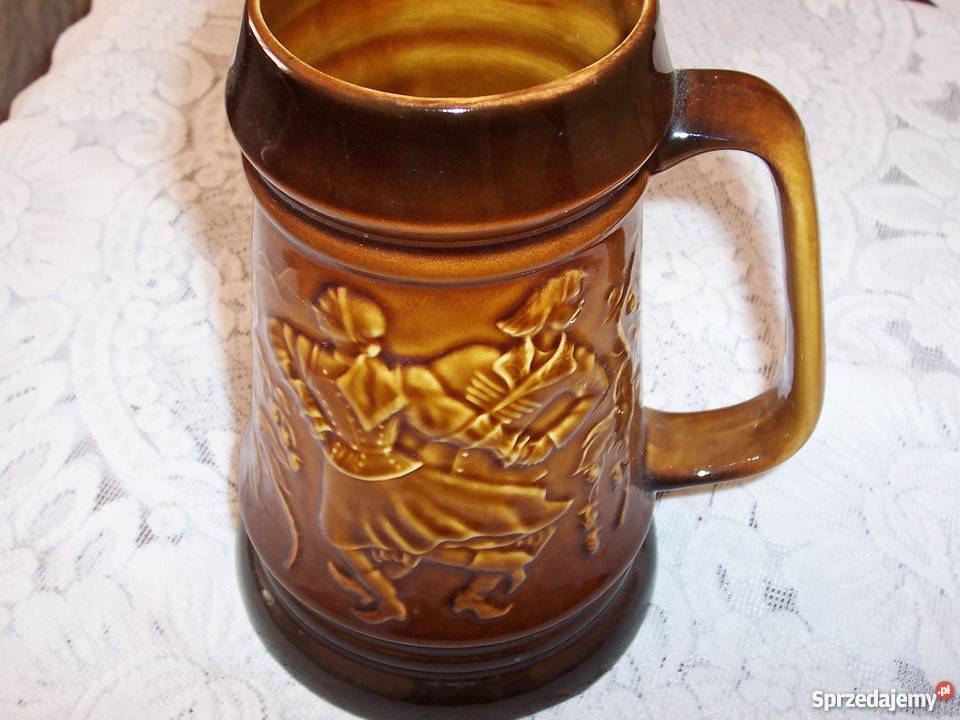 Polski porcelitowy kufel PRL Tułowice brązowy Porcelana i szkło Opole sprzedam