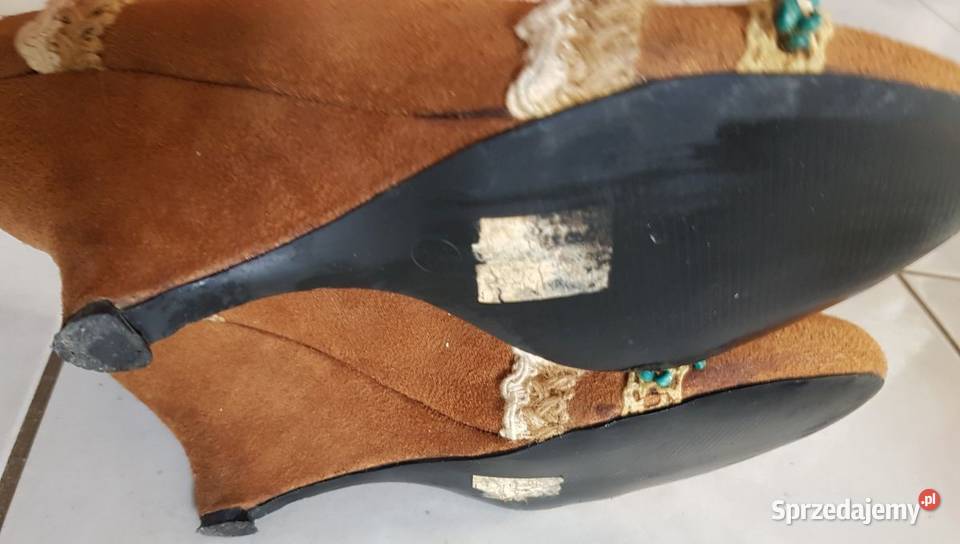 Czółenka koturny szpilki vintage retro półbuty skóra ekologiczna Kielce