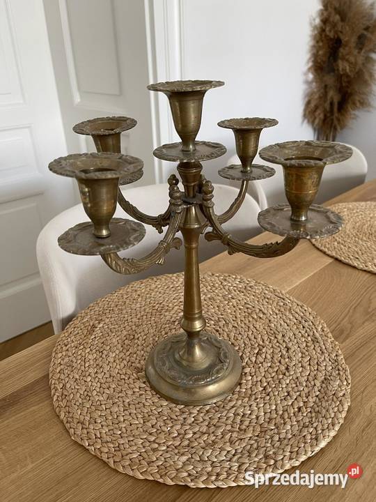 Mosiężny świecznik 4ramienny Warszawa