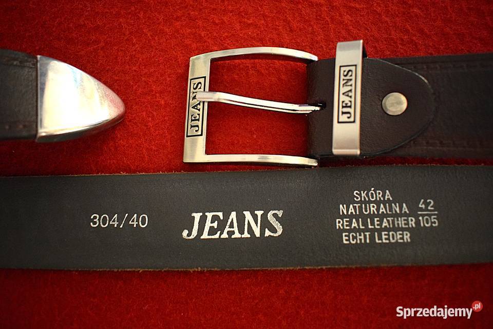 Pasek Jeans z metalową klamrą i końcówką solidna Długość 124 kujawsko-pomorskie Chełmno sprzedam