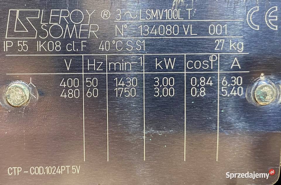 silnik elektryczny 3kW 1430obr 3fazowy