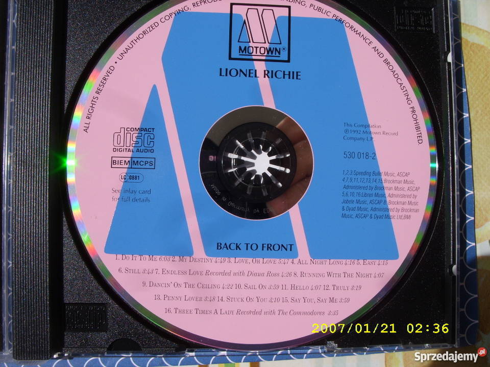 Pop CD LIONEL RICHIEBACK TO FRONT dolnośląskie Wołów sprzedam