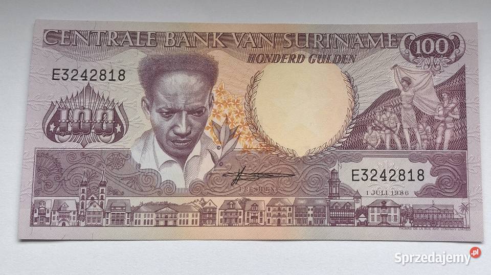 SURINAME100 GULDEN1986 r ŁADNY