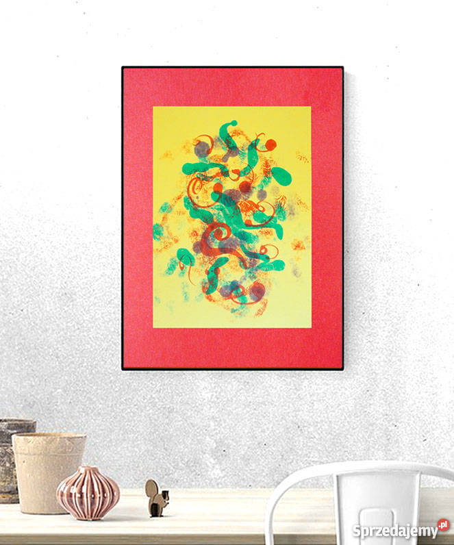 kolorowa dekoracja na ścianę abstrakcja grafika Poznań sprzedam
