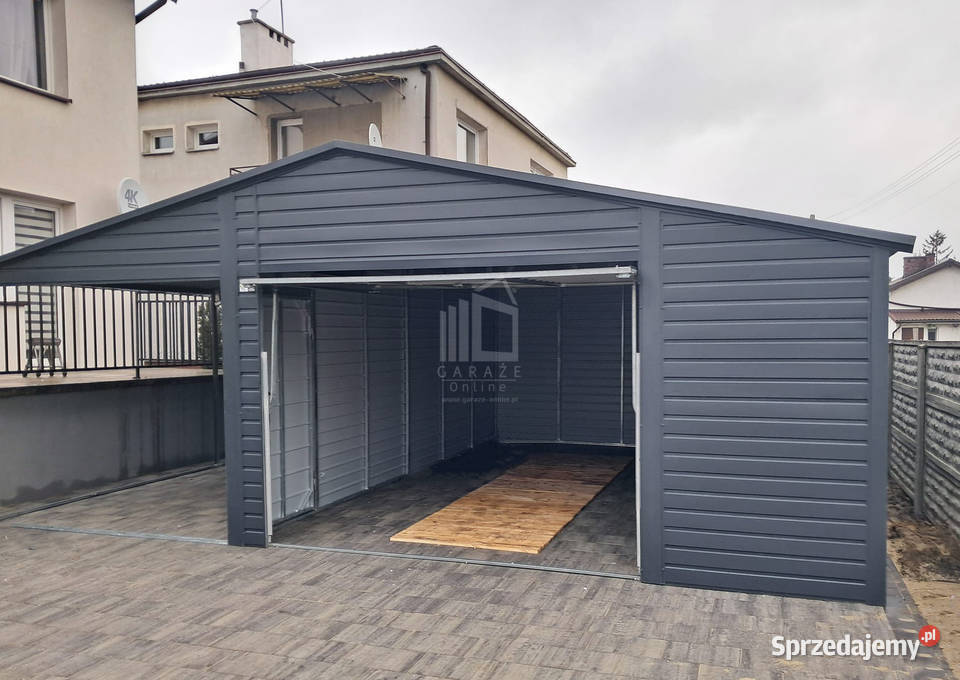 Garaż blaszany 5x6m wiata 4m Brama uchylna dach Sprzedaż Sprzedaż Miastko