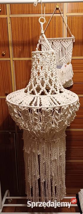 Biały abażur lampion wiszący makrama 5mm 3PLY Kraków