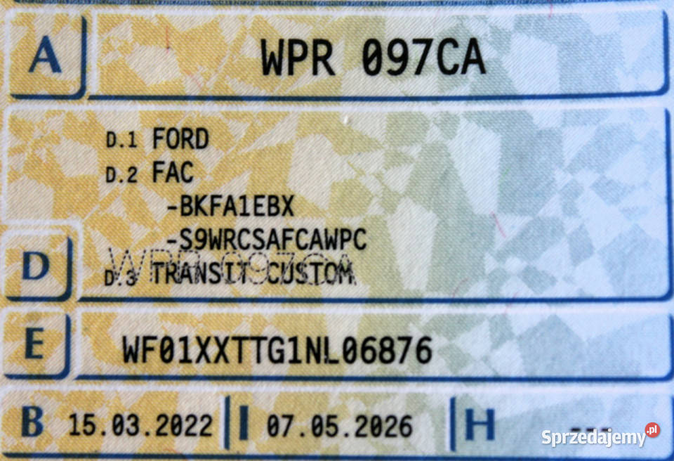 Ford Transit Custom 9osob L2 130 Salon FV23 1WŁ Transit  Custom Sokołów