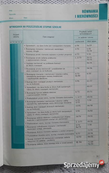 Matematyka wokół nas Algebra Karty pracy Rok wydania 2006 Małkinia Górna sprzedam