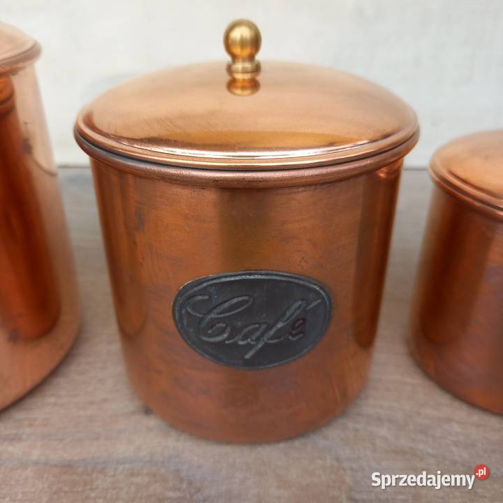 Miedziane pojemniki kuchenne komplet 3 miedziana Warszawa