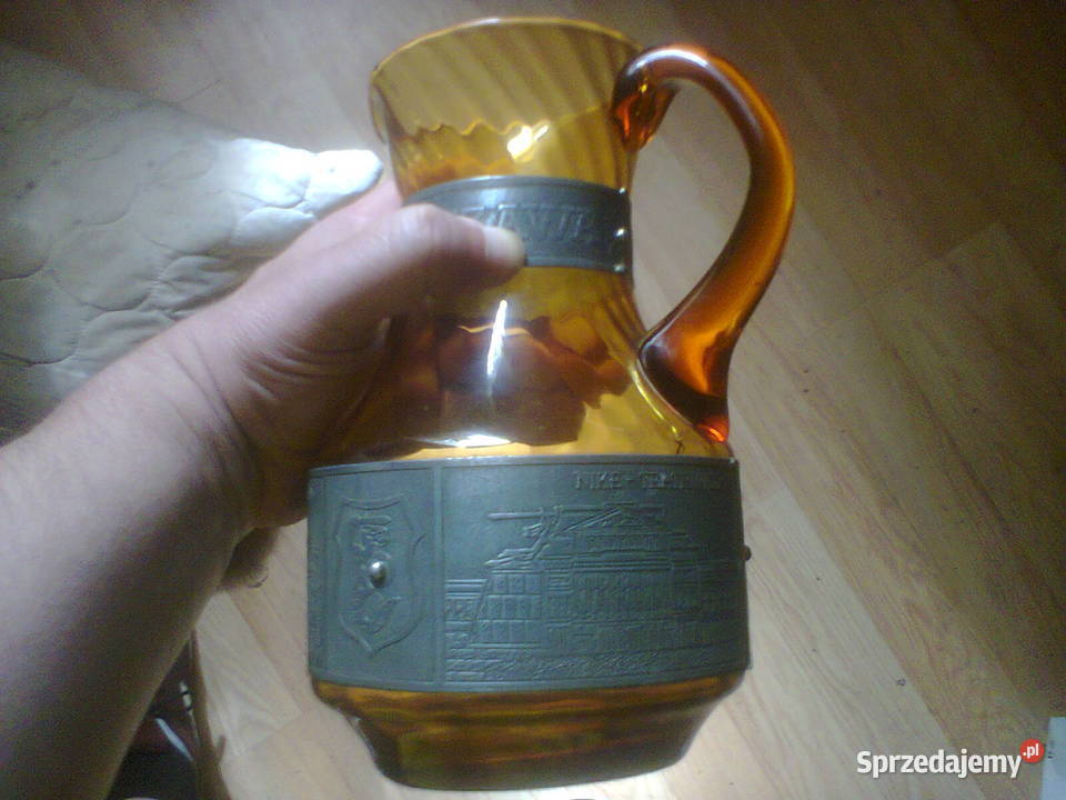 Karafka bursztynowe szkło okute metalem mazowieckie sprzedam