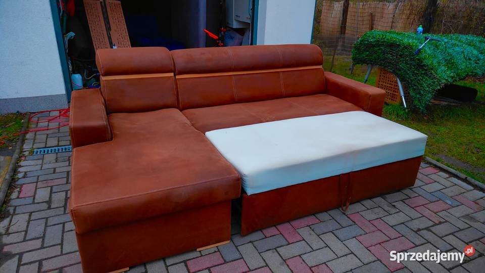 Narożnik Kolor Brązowy z Funkcją Spania 155cm Narożniki Zgorzelec