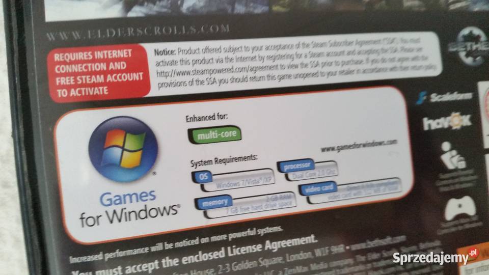 The Elder Scrolls V SKYRIM 2011 BETHESDA PC DVD Kultura i Rozrywka lubelskie Puławy sprzedam