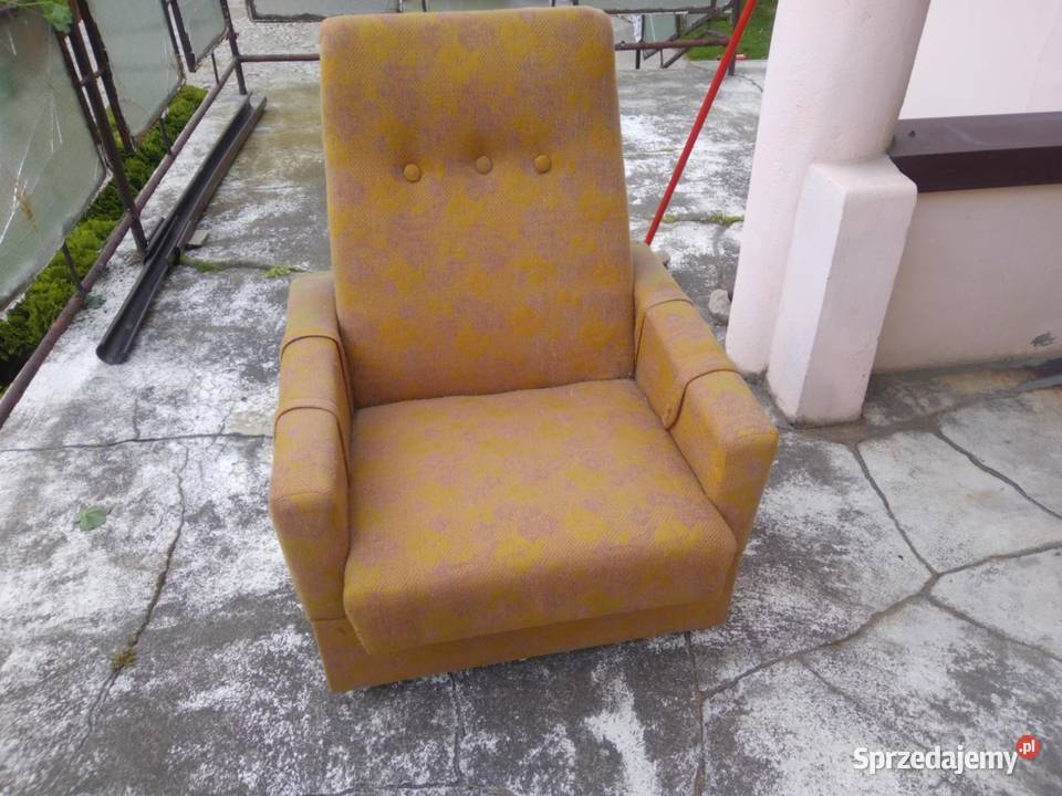 Fotel na kółkach fotele PRL materiałowy wzór Fotele Łódź