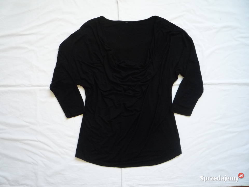 Czarna bluzka 40L Oversize Dekolt woda 34 rękaw