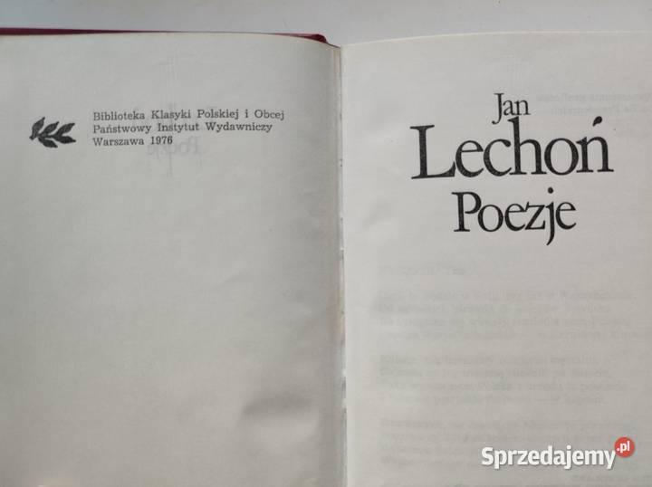 Zbiór poezji Jan Lechoń 1976 twarda Kielce sprzedam