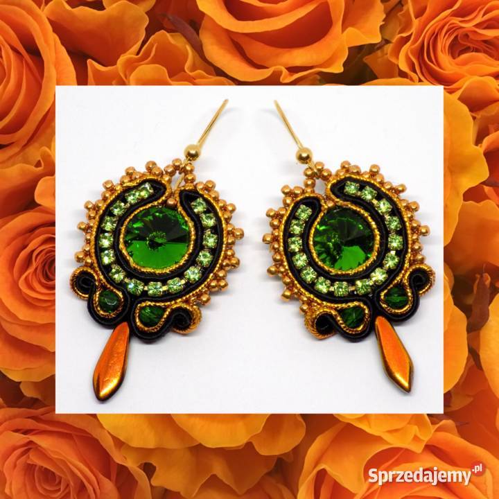 ZIELONE KOLCZYKI Z TAŚMĄ CYRKONIOWĄ SUTASZ Warszawa