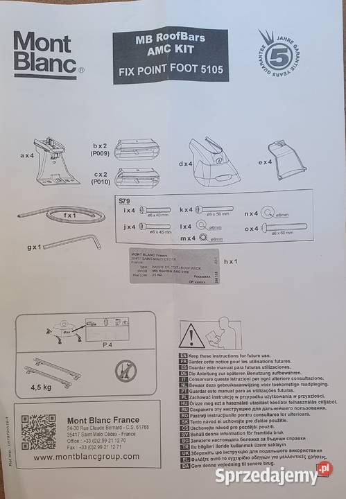 Belki bagażnika Mont Blanc AMC 5105 KIA BMW etc małopolskie Kraków