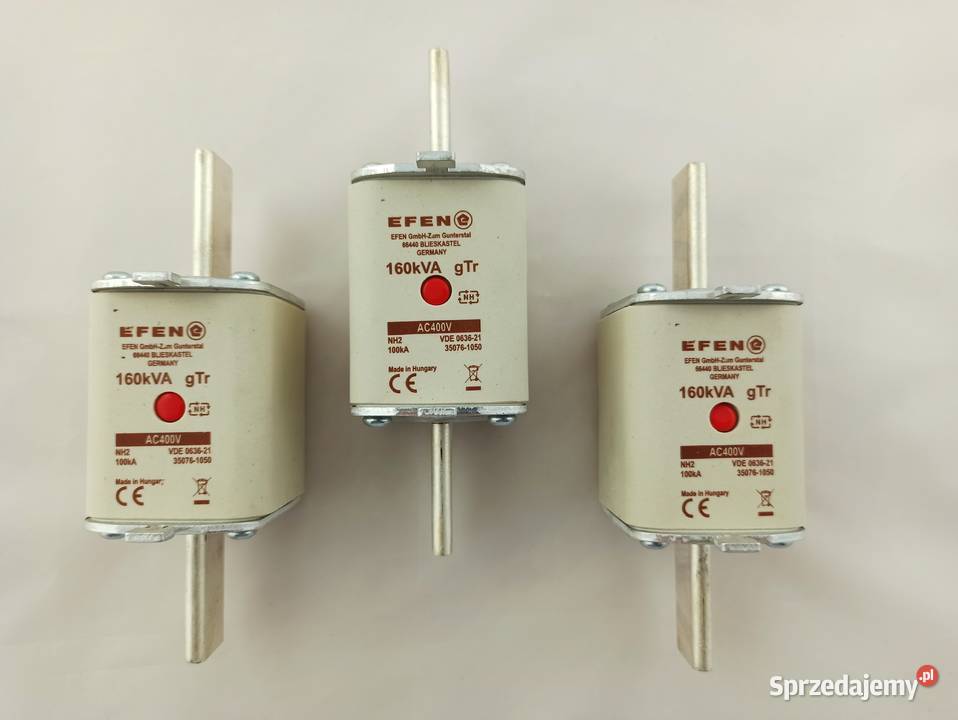 Wkładka bezpiecznikowa nożowa NH2 160kVA 400V Pozostałe sprzedam