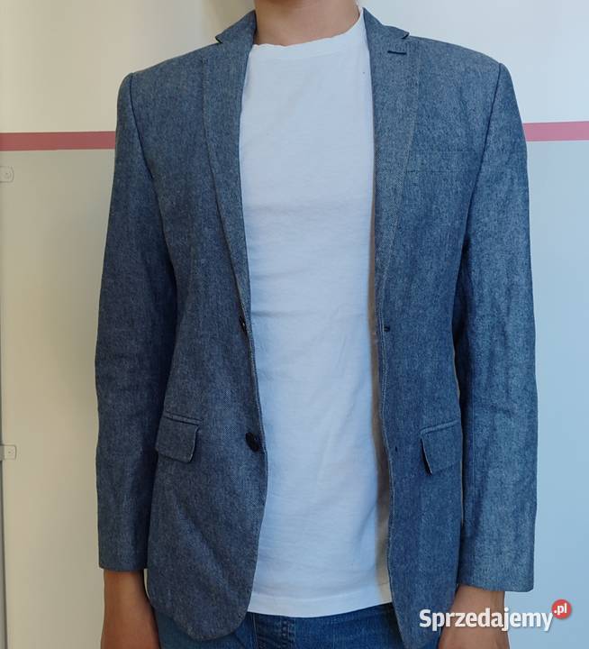 Błękitna męska marynarka HM r S Gdańsk