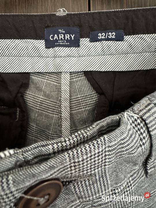 Spodnie męski 3232 Carry w kratkę szarobiałe Częstochowa sprzedam