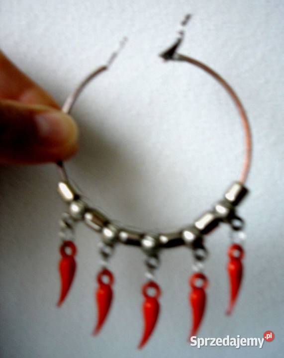 Kolczyki koła zozdobami czewonymi kupione w Bochnia