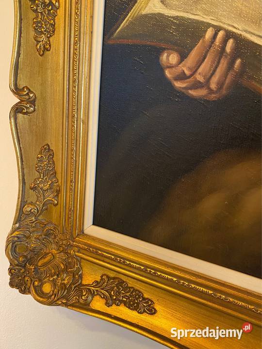 Portret Żyda na płótnie stara rzeźbiona Malarstwo dolnośląskie Bystrzyca Kłodzka