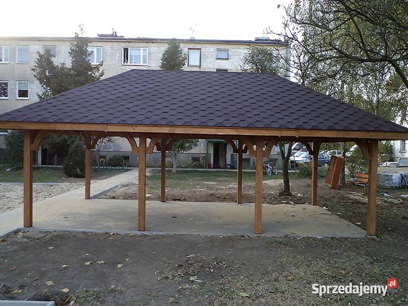 Wiata garażowa 2 drewniana 3x6m dach 4spadowy Parzymiechy