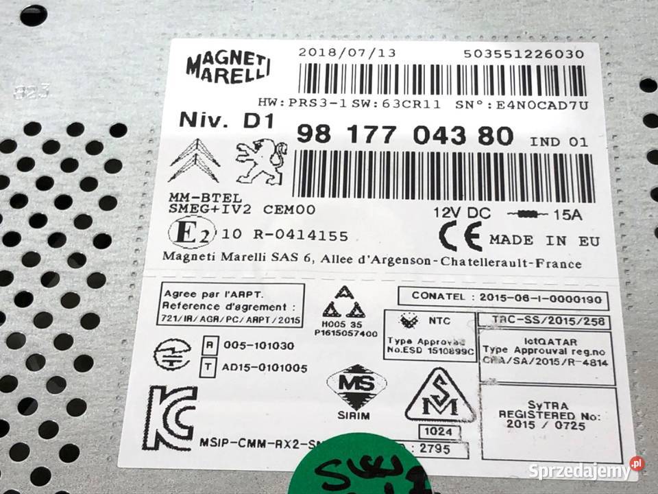 RADIO CITROEN BERLINGO II 9817704380 ODTWARZACZ sprzedam
