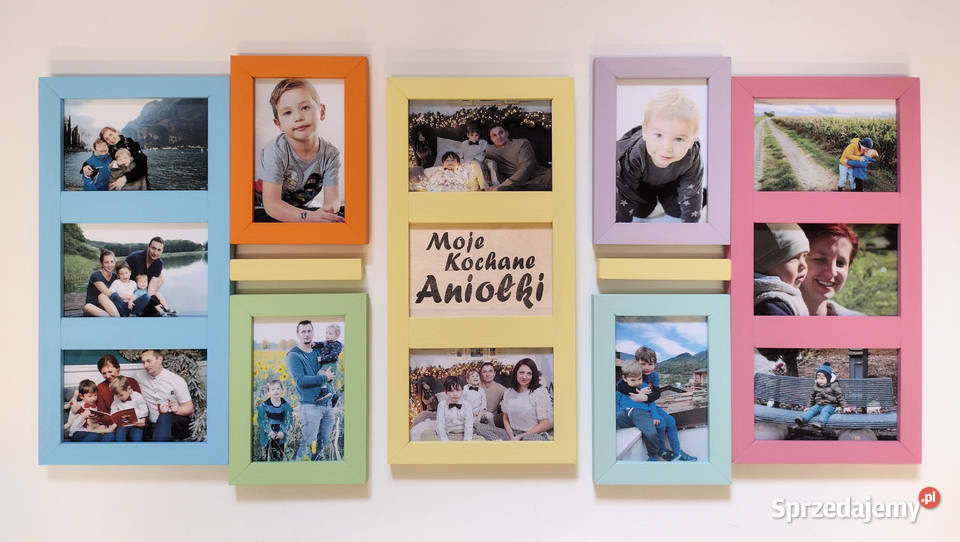 Drewniana Multirama Ramka Na 12 Zdjęć 10x15