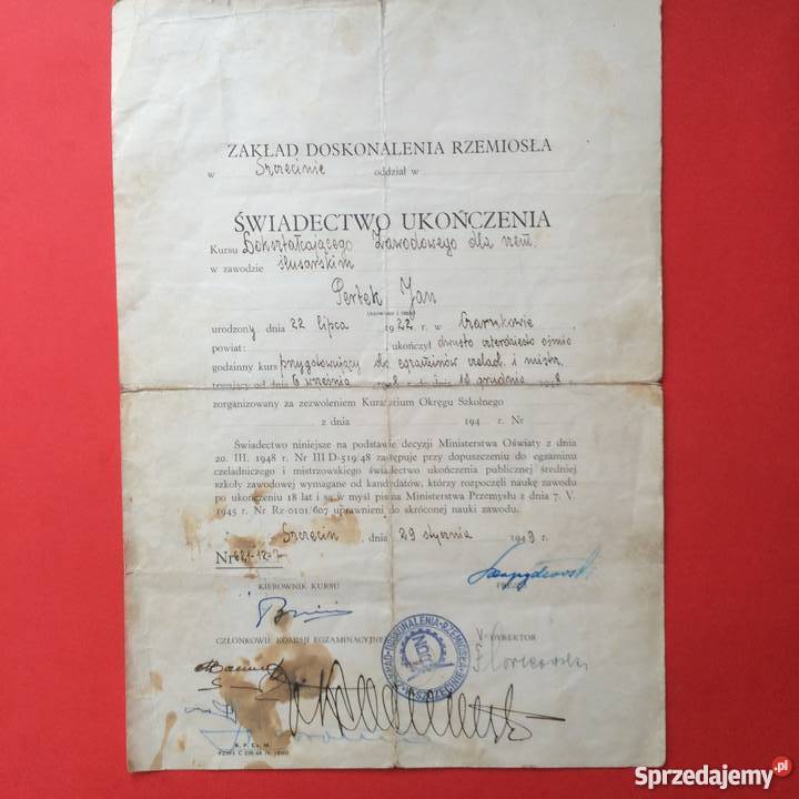 154 Świadectwa i Podziękowanie Antykwariat Szczecin