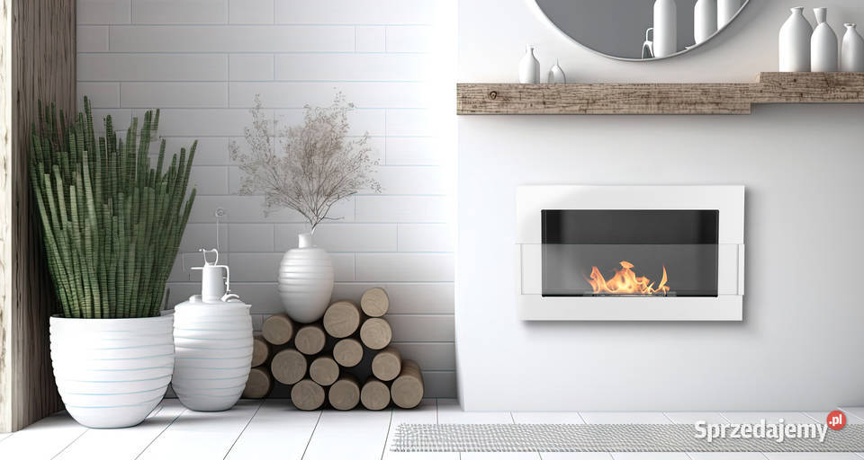 Biokominek wiszący z szybą 650x400 Box biały Warka