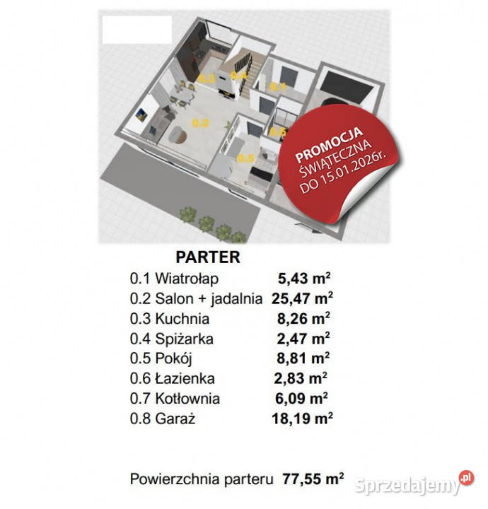 Dom na sprzedaż Zawada 15663m 8235zł/m2