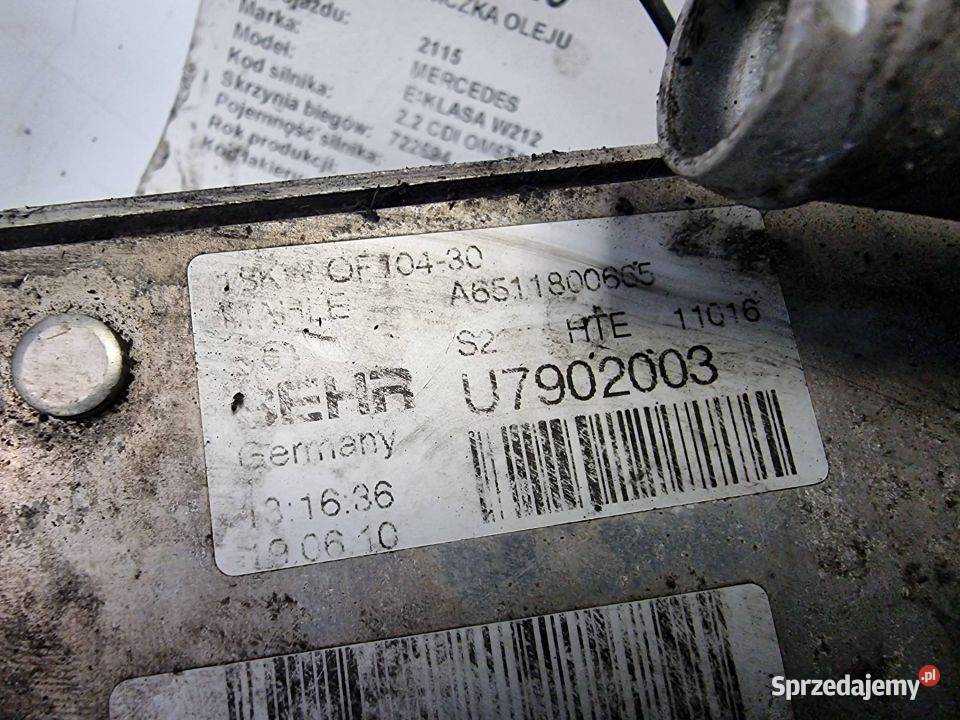 CHŁODNICZKA OLEJU MERCEDES EKLASA W212 Motoryzacja kujawsko-pomorskie Lipno