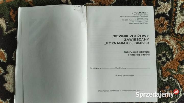 Instrukcja obsługi siewnika Poznaniak 6 Lublin