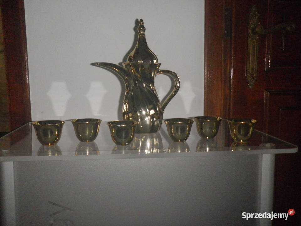 Złoty komplet do herbaty czajnik 6 filiżanek