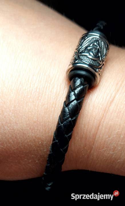 BRANSOLETKA RUNA TRIQUETRA STAL NIERDZEWNA SKÓRA lubelskie Lublin