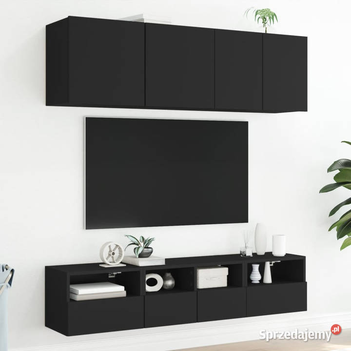 Ścienne szafki TV 2 czarne 40x30x30 WM836843 mazowieckie Warszawa