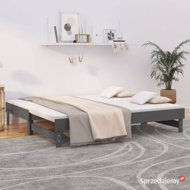 Łóżko rozsuwane szare 2x90x190 lite drewno Warszawa