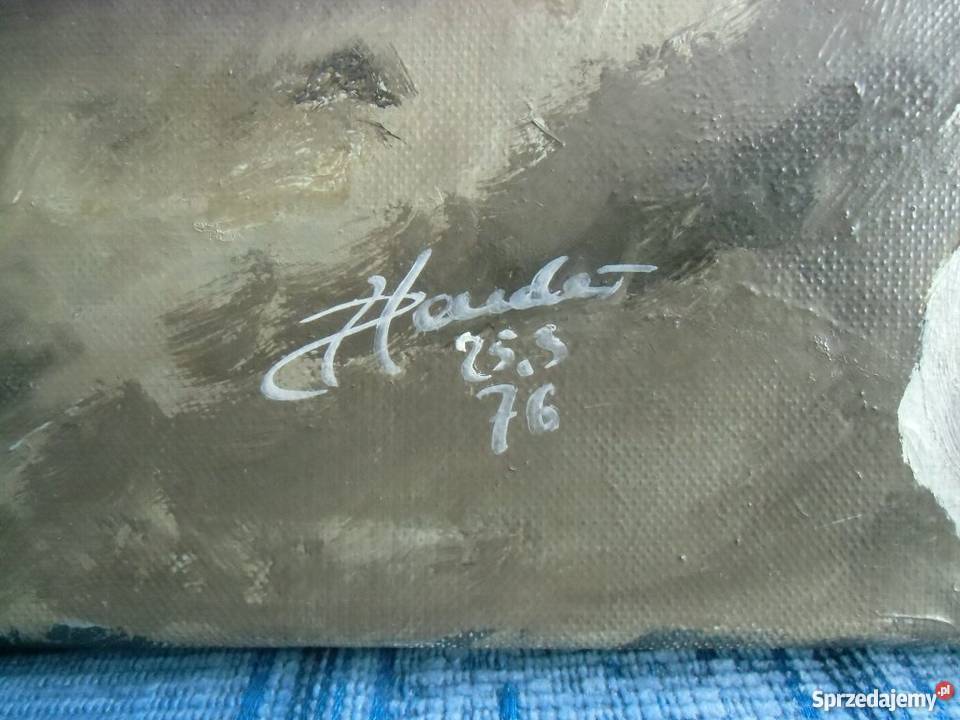 Stary duży obraz olejny na płótnie Przepowiednia Warszawa sprzedam