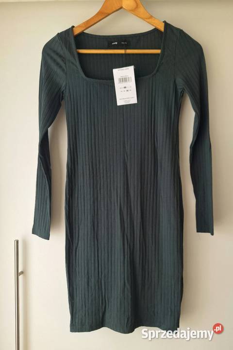 Sportowa sukienka w prążki butelkowa zieleń długi