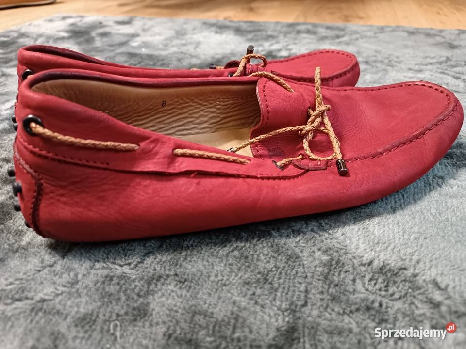 Mokasyny Tods czerwone skórzane śląskie Katowice