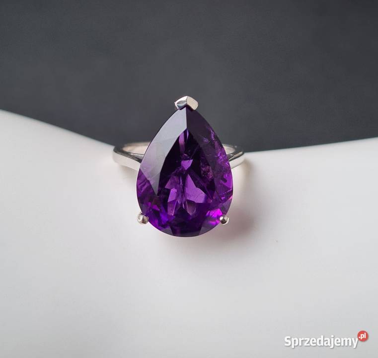 Pierścionek srebro 925 rodowane ametyst Otwock