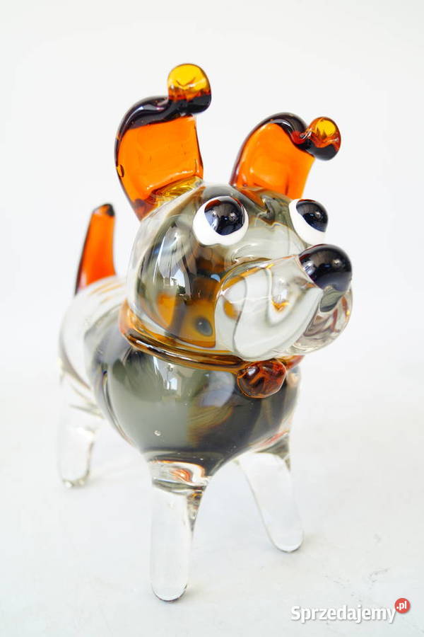 Figura szklana figura Murano style pies piesek wielkopolskie Gizałki