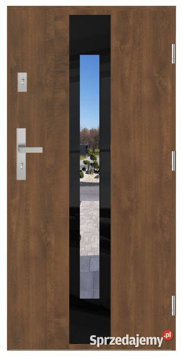 Drzwi wejściowe GADOT 72 mm SI-04 GLASS PREMIUM BLACK ORZECH 90 LEWE
