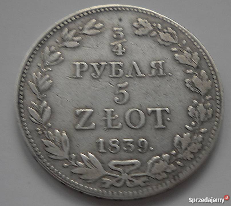 POLSKA5 ZŁOTYCH34 RUBLA 1839 r SREBRO 868 MW Legionowo sprzedam