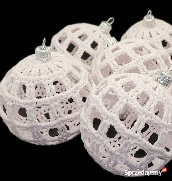 Bombki choinkowe ręcznie wykonane 6 biały Krzywaczka