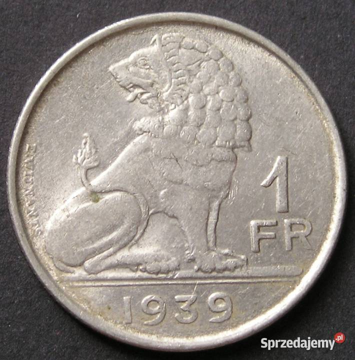 Belgia 1 frank 1939 Lew stan 2 Łódź