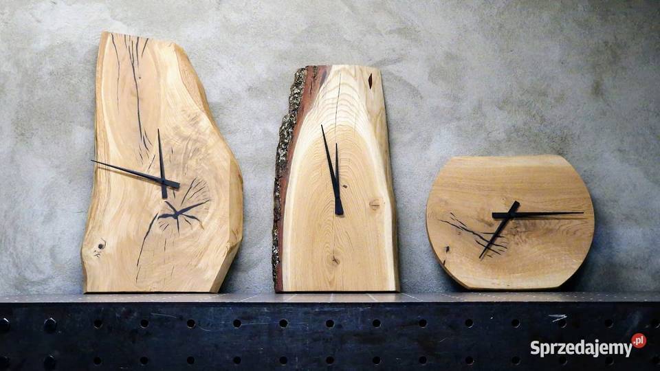 Zegar na ścianę wiszący duży loft naturalny dąb Bartoszyce
