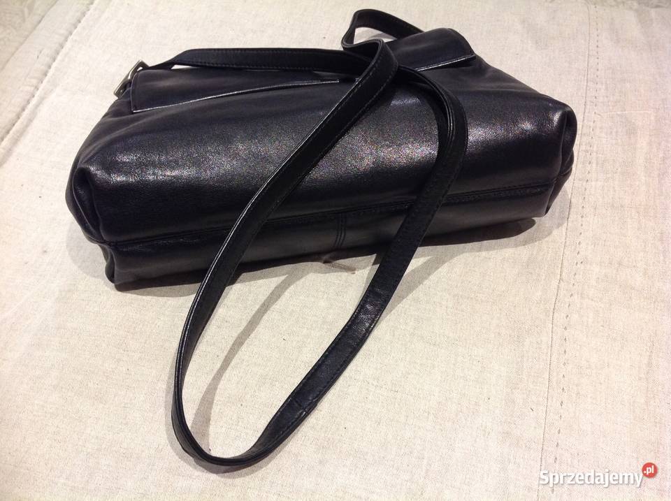 Skórzana Czarna Torebka Damska FANCY na ramię j Nowa Sól